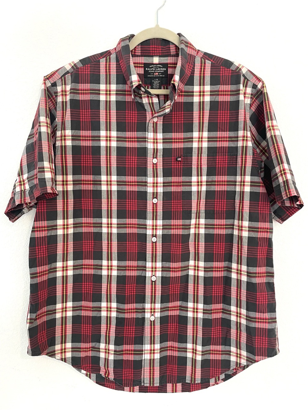 Vintage Y2K Ralph Lauren Jeans Co Shirt Mens Large Plaid Button Down Flag Logo